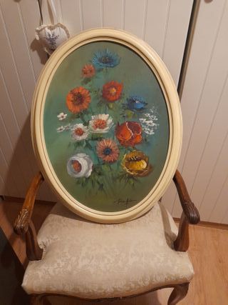 Cuadro antiguo pintado a mano 70×55