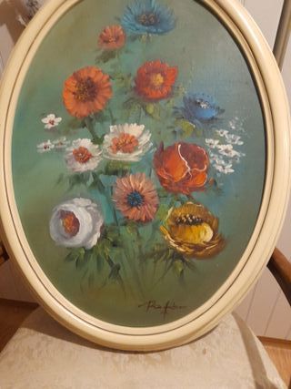 Cuadro antiguo pintado a mano 70×55