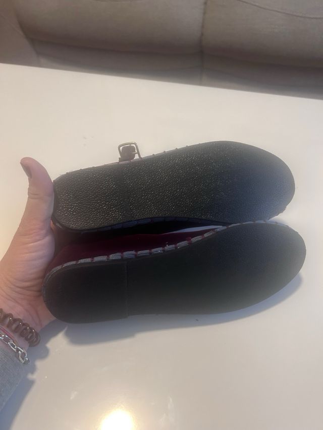 Manoletinas terciopelo granate UNIT SHOES talla 33