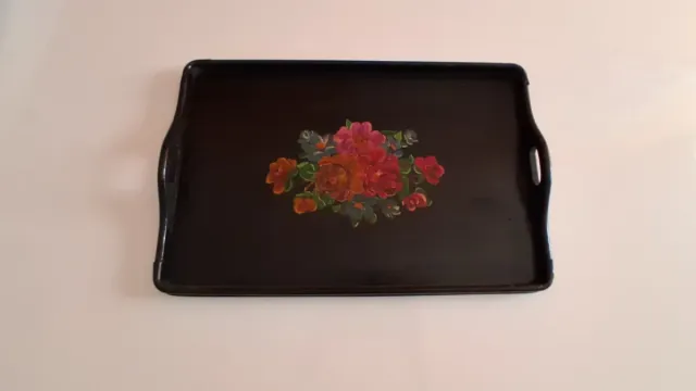 Vassoio vintage in legno decorato a mano 
