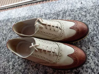 Scarpe Francesine bicolore bianche e marrone 37