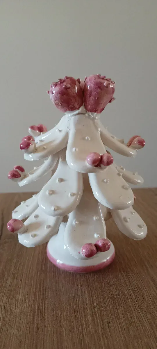 Alberello natalizio ceramica bianco rosa