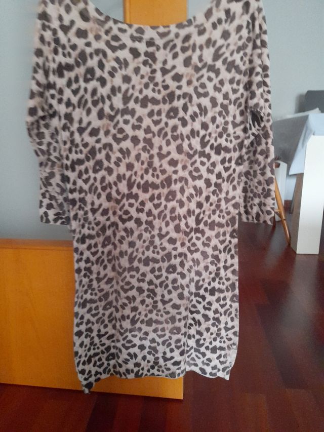 Vestido estampado animal print Blanco Talla L