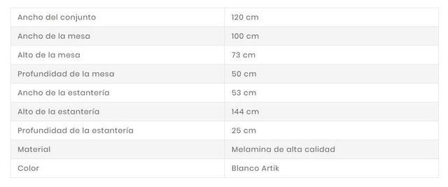 Escritorio blanco con estantería