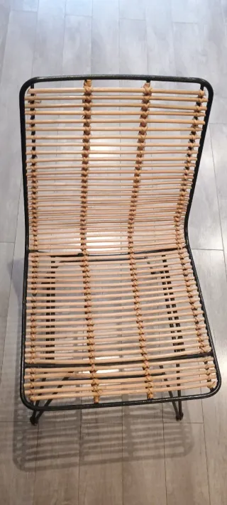 3 Sillas Hierro y Ratán Negras/Marrones.