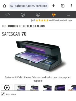 Detector de billetes y tarjetas falsos Safescan