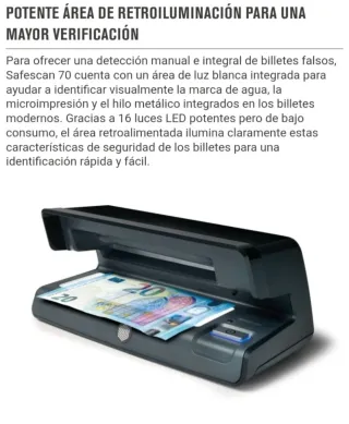 Detector de billetes y tarjetas falsos Safescan