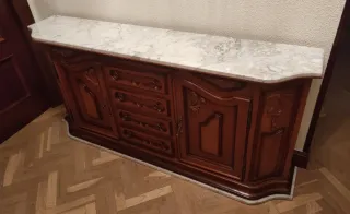 Mueble de entrada madera y mármol