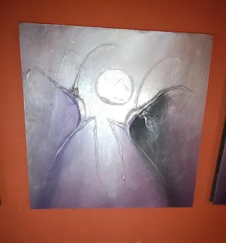 Tríptico óleo relieve lienzo