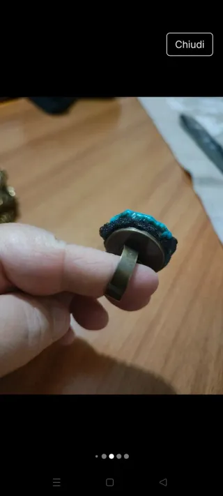 Anello artigianale pietre verdi e turchesi