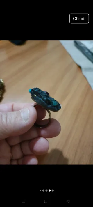 Anello artigianale pietre verdi e turchesi