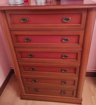Armario de madera maciza, cabecero,mesillas,comoda