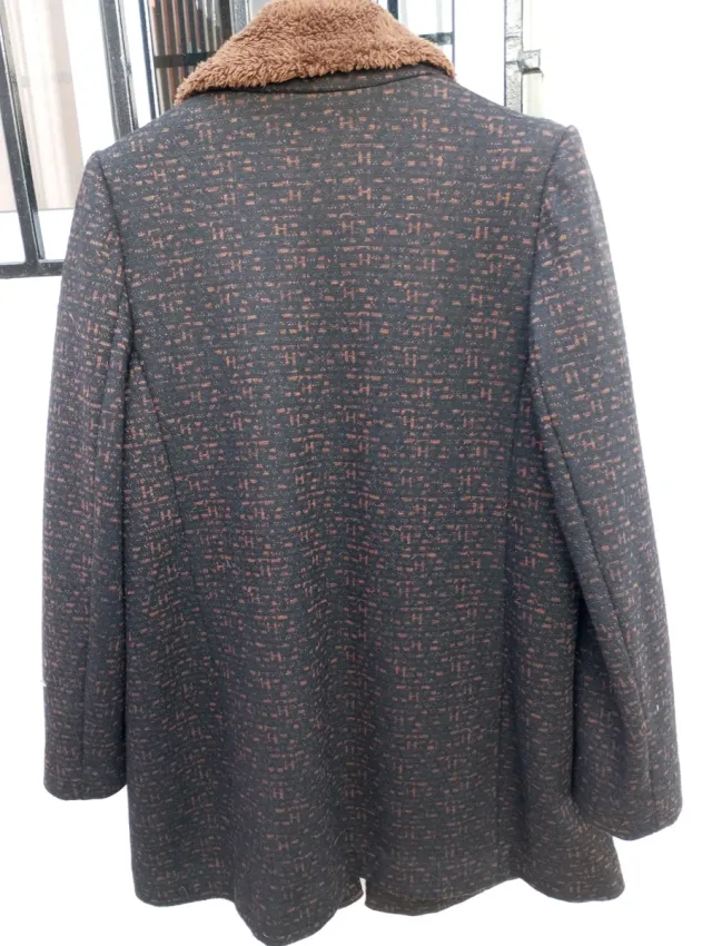 Abrigo Nice Things Mujer Talla 40 Negro/Marrón