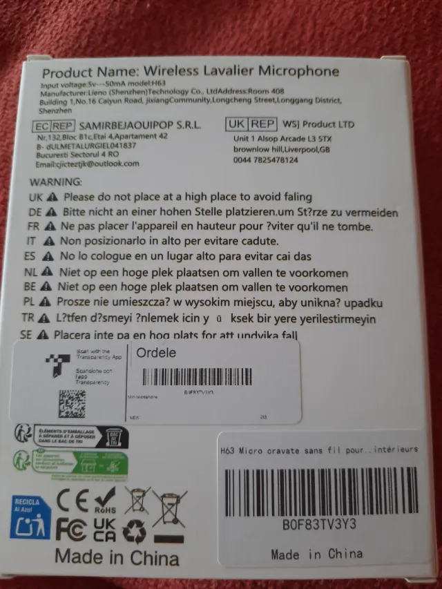 Micrófono Solapa Inalámbrico H63 Nuevo