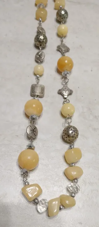 Collana bigiotteria con pietre gialle e argento