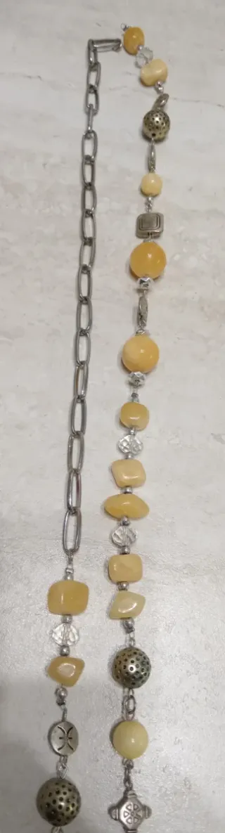 Collana bigiotteria con pietre gialle e argento