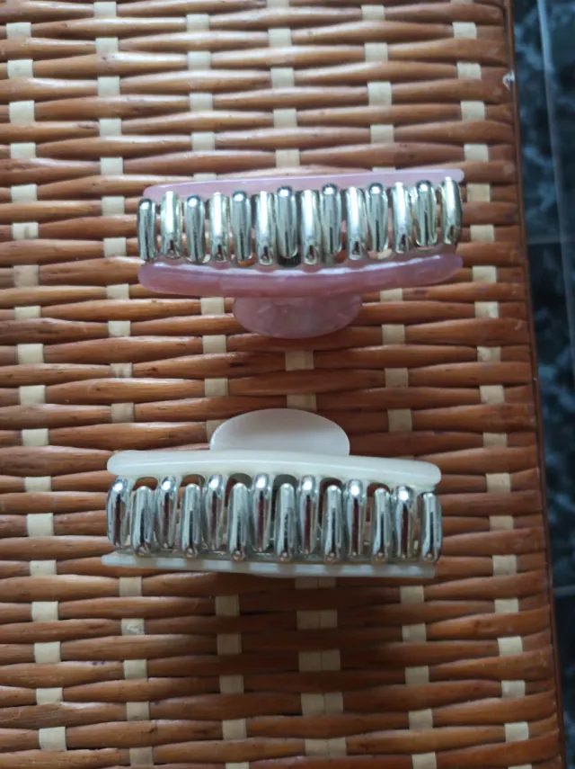 Pinzas para el pelo (rosa y blanco)