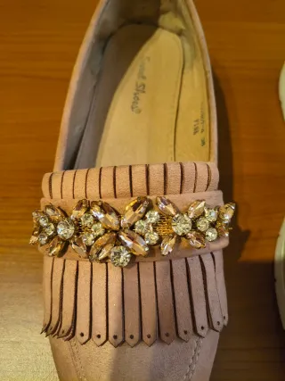 Mocassini donna similcamoscio strass n.38