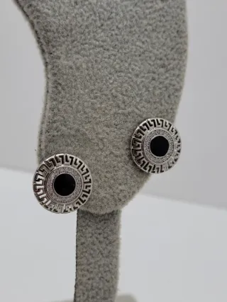 Pendientes Negros y Plateados Diseño Greca