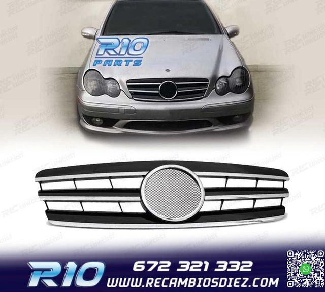 PARRILLA MERCEDES CLASE C W203 00-07 SPORTLOOK CROMO NEGRO