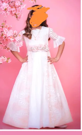 Vestido de Comunión Blanco y Rosa