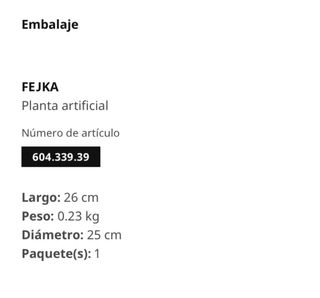 Planta artificial IKEA FEJKA