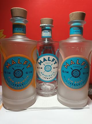 Tris bottiglie vuote Gin Malfy