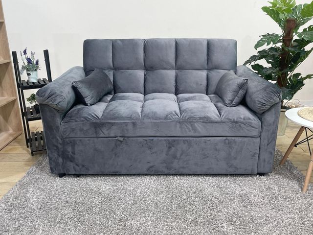 Sofa cama tapizado terciopelo gris NUEVO