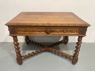 Antigua mesa escritorio roble restaurada