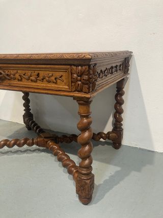 Antigua mesa escritorio roble restaurada