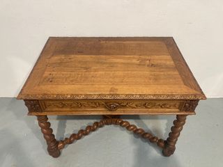 Antigua mesa escritorio roble restaurada