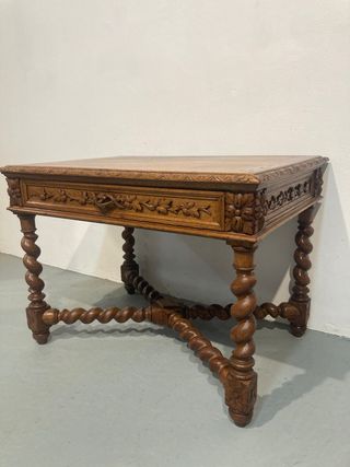 Antigua mesa escritorio roble restaurada