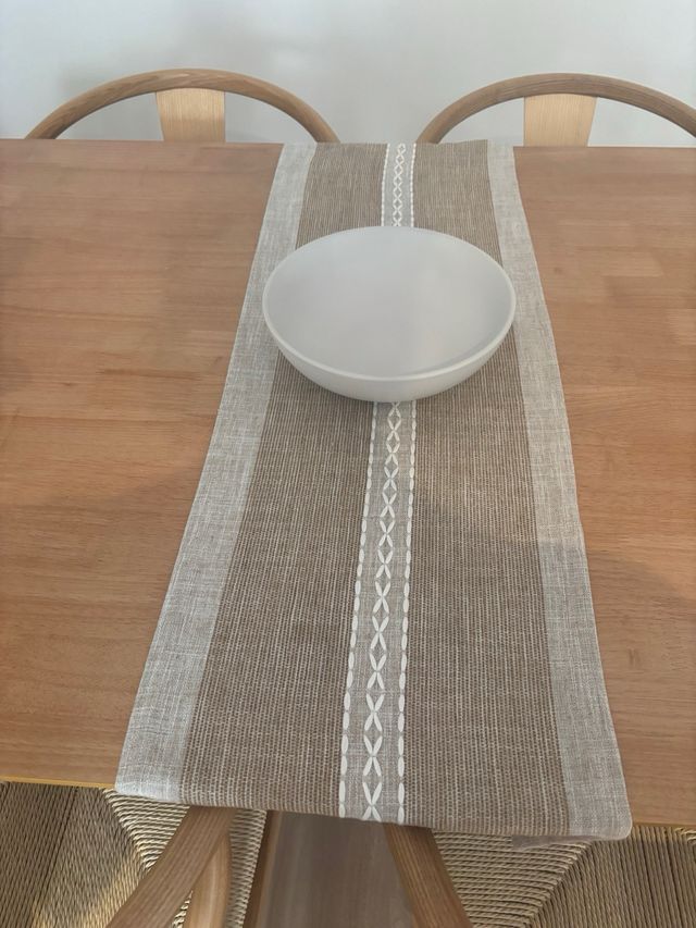 Caminos de mesa de tela beige y marrón