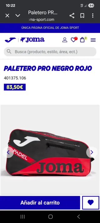 Paletero Padel Joma Negro/Rojo