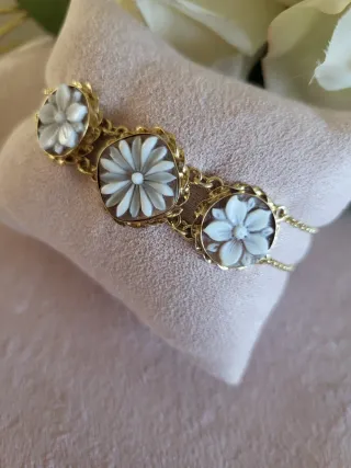 Bracciale Argento 925 con Cammei Floreali