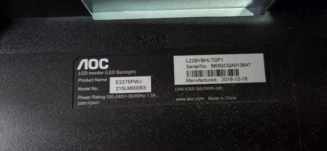 2 monitor AOC 22 E2275PWJ