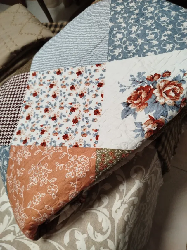 Colcha para cama de 1.50 multicolor patchwork con