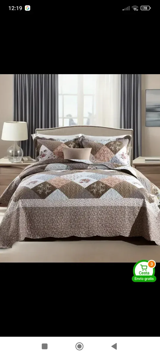 Colcha para cama de 1.50 multicolor patchwork con