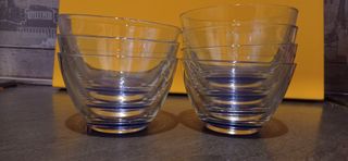 Set 7 ciotole/coppette vetro base blu