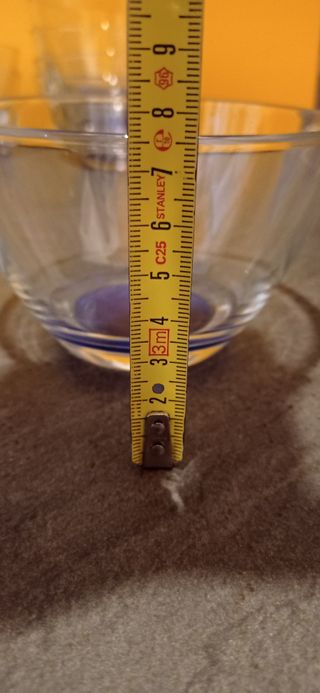 Set 7 ciotole/coppette vetro base blu