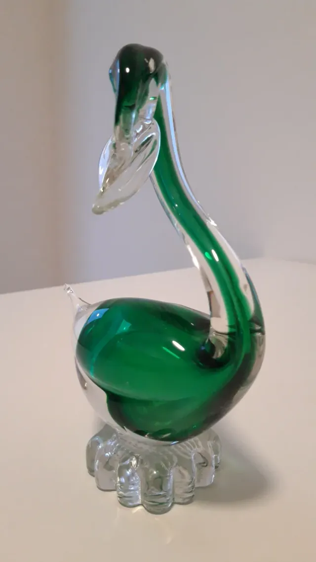 Cigno in vetro di Murano verde