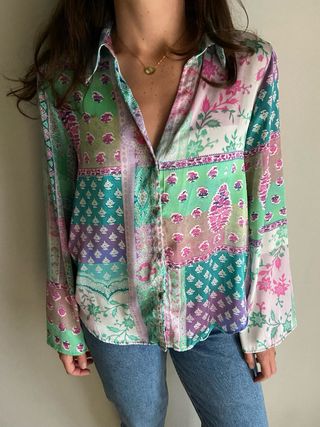 Camisa Zara Patchwork Estampada