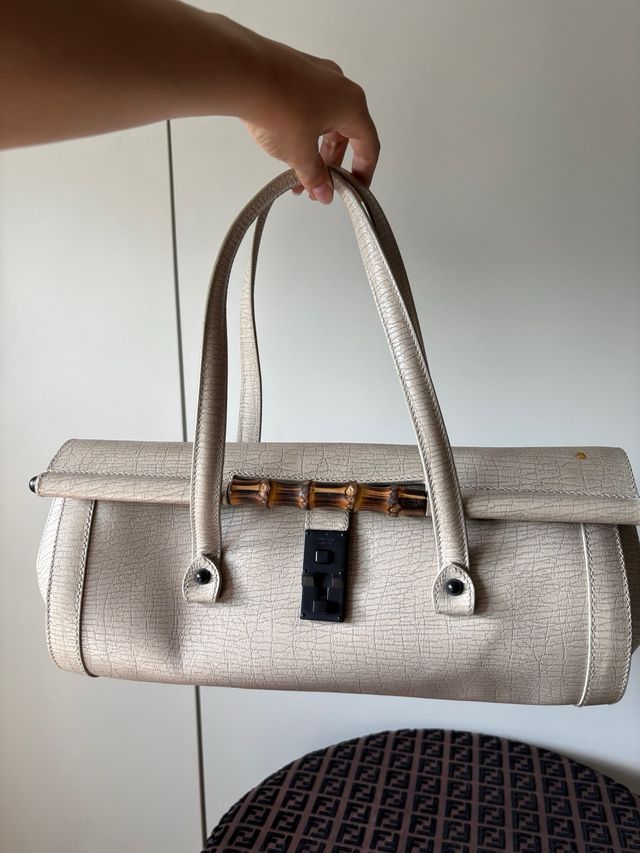 Bolso Gucci Bamboo Bullet Beige/ blanco