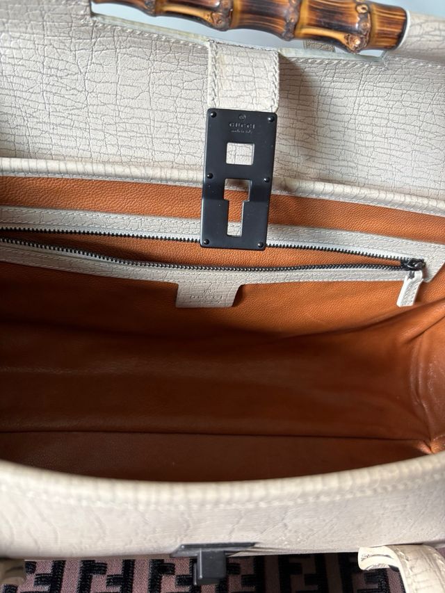 Bolso Gucci Bamboo Bullet Beige/ blanco