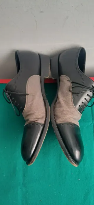Zegna Zapatos Oxford Piel y Lona Beige Negro