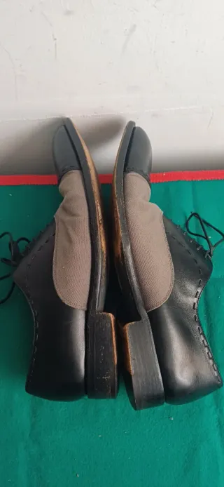 Zegna Zapatos Oxford Piel y Lona Beige Negro