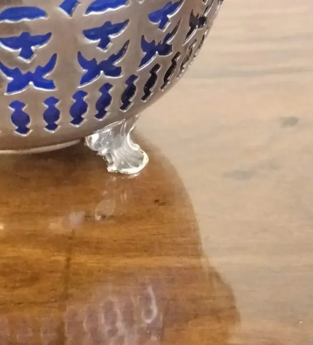 Zuccheriera Inglese Argentata EPNS Blu Vetro