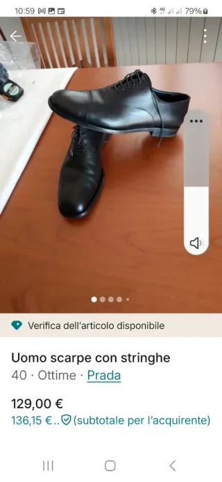 Scarpe uomo Prada stringate nere taglia 40