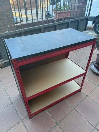 mesa estanteria de trabajo taller roja