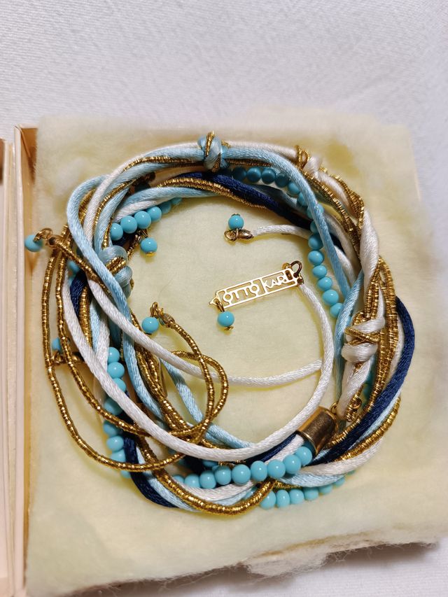 Otto Karl Bracciale Boho Bianco Turchese Oro